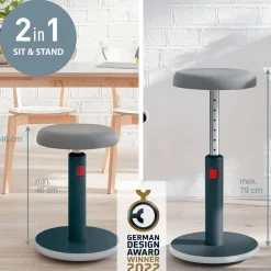 Leitz Zit-sta-kruk 65180089 Ergo Cosy Met verstelbare zitting 46 - 79 cm Tot 110 kg Grijs