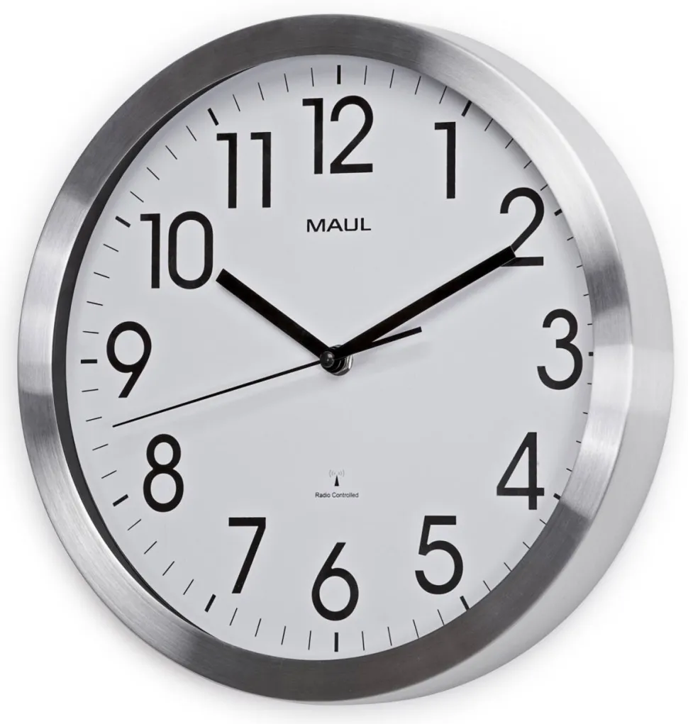 Maul MAULmove Analoog Wandklok Wit, zilver 30 x 30,5 x 30,5 x 5 cm