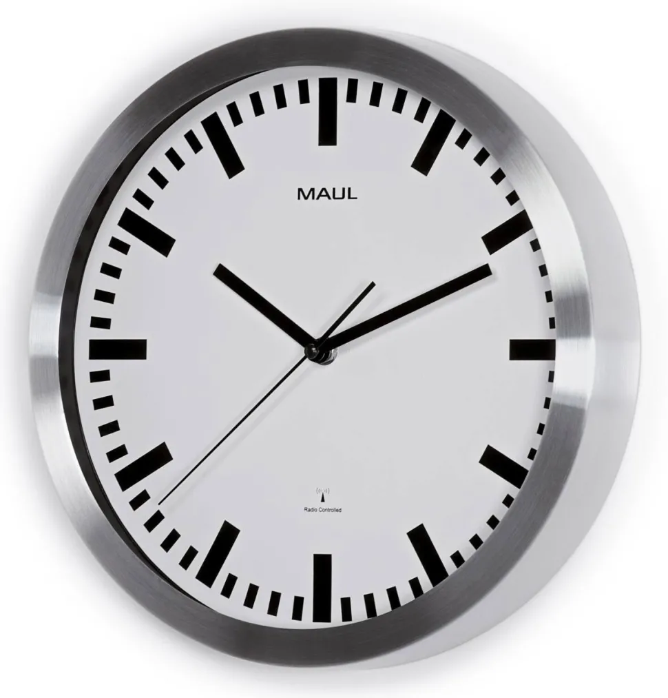 Maul MAULpilot Analoog Wandklok Wit, zilver 30,5 x 30,5 x 30,5 x 4,7 cm
