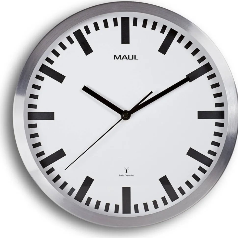 Maul MAULpilot Analoog Wandklok Wit, zilver 30,5 x 30,5 x 30,5 x 4,7 cm