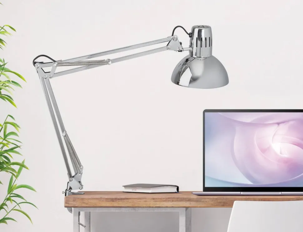 Maul MAULstudy Vrijstaand Bureaulamp LED E27 (zonder lamp) Lichtzilver Netstroom 170 x 595 x 440 mm