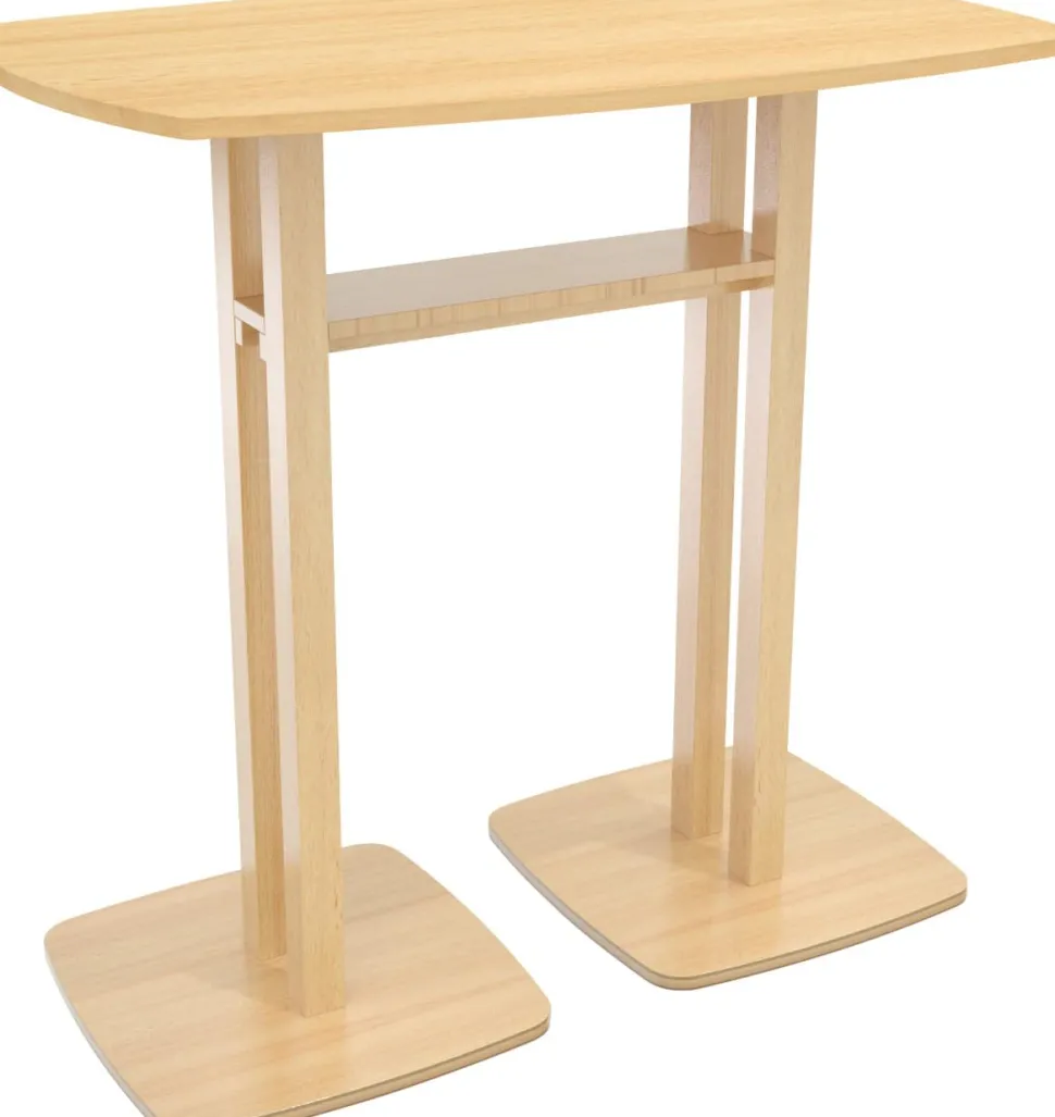 meet powered by PAPERFLOW Rechthoekige Hoge Tafel met Beukenkleurig MDF Fineer Top En Beukenkleurig Frame Woody 1140 x 750 x 1100 mm