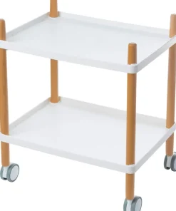 meet powered by PAPERFLOW Rechthoekige trolley met wit polypropyleen Top en Beukenkleurig frame 500 x 360 x 550 mm