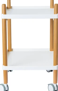 meet powered by PAPERFLOW Rechthoekige trolley met wit polypropyleen Top en Beukenkleurig frame 500 x 360 x 550 mm