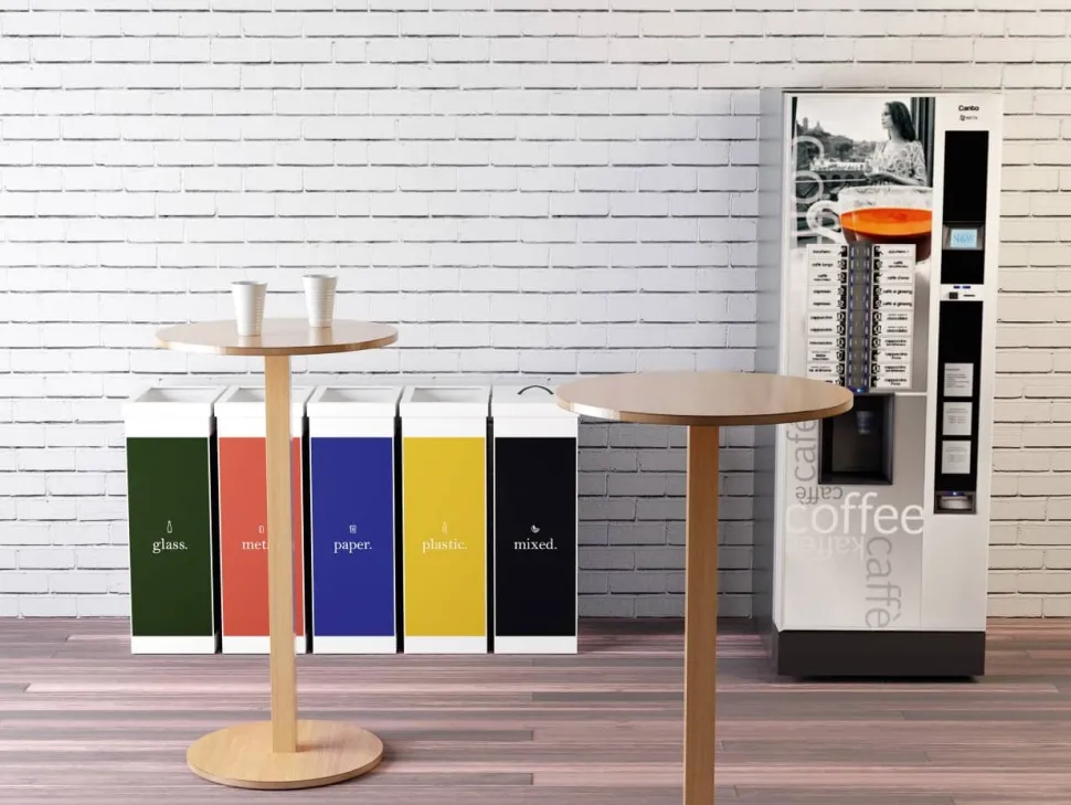 meet powered by PAPERFLOW Ronde Houten Statafel met Beukenkleurige gefineerde MDF Top MD60.10.23 600 x 600 x 1100 mm
