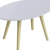 meet powered by PAPERFLOW Ovale bijzettafel Scandi Wit blad Beuken frame 4 poten 650 x 400 x 350 mm