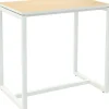 meet powered by PAPERFLOW Rechthoekige Hoge Tafel met Beukenkleurig Melamine Blad en Wit Frame easyDesk 1140 x 750 x 1100mm