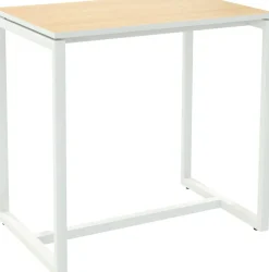 meet powered by PAPERFLOW Rechthoekige Hoge Tafel met Beukenkleurig Melamine Blad en Wit Frame easyDesk 1140 x 750 x 1100mm