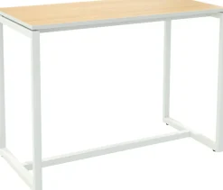 meet powered by PAPERFLOW Rechthoekige Hoge Tafel met Beukenkleurig Melamine Top en Wit Frame easyDesk 1500 x 750 x 1100mm