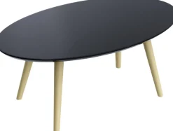 meet powered by PAPERFLOW Ovale bijzettafel Scandi Zwart blad Beuken frame 4 poten 850 x 350 x 500 mm