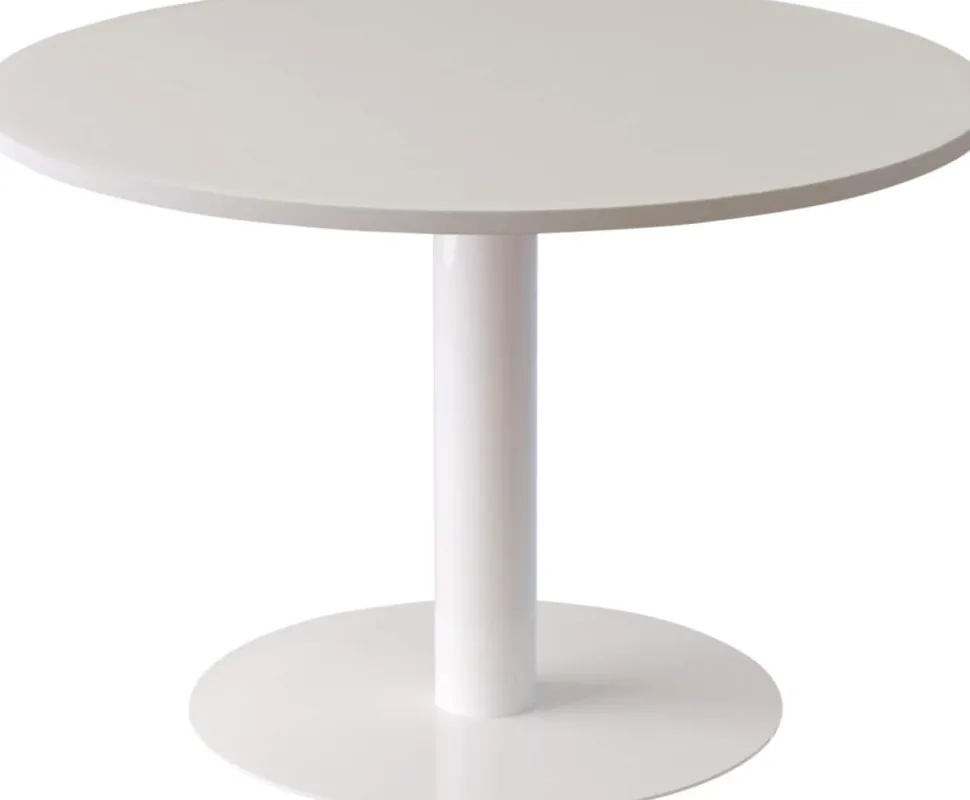 meet powered by PAPERFLOW Ronde vergadertafel met Wit melamine, ABS & gelakt stalen blad en frame Easy Desk 750 x 1150 x 1150 mm