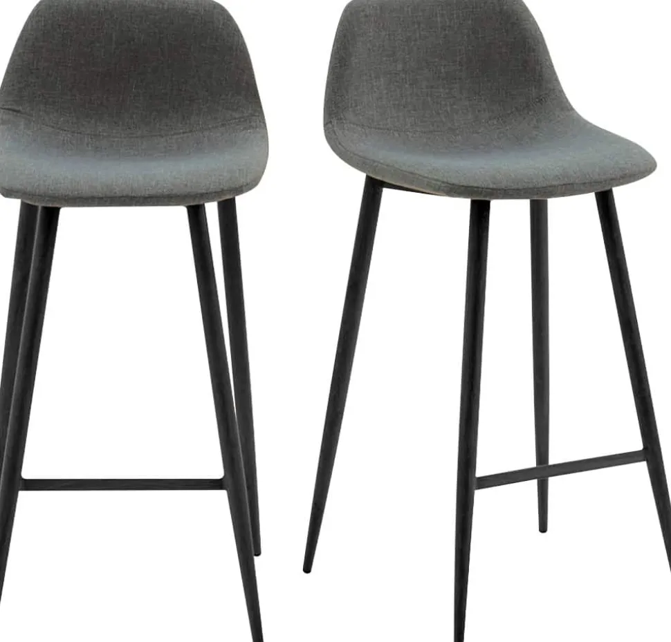 meet powered by PAPERFLOW Bar Stool Grijs met Zwart Poten Pack of 2