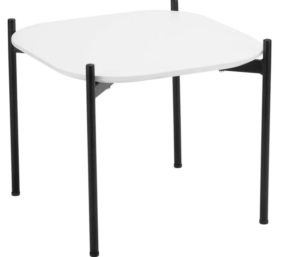 meet powered by PAPERFLOW Vierkante bijzettafel Meet Wit blad Zwart frame 4 poten 500 x 500 x 400 mm