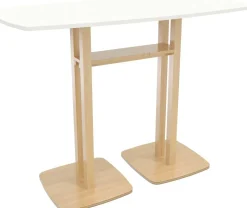 meet powered by PAPERFLOW Rechthoekige hoge tafel met wit MDF-fineerblad en beukenhouten frame Houtig 1500 x 750 x 1100mm