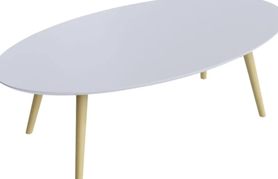 meet powered by PAPERFLOW Ovale bijzettafel Scandi Wit blad Beuken frame 4 poten 1150 x 600 x 350 mm
