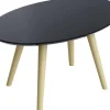 meet powered by PAPERFLOW Ovale bijzettafel Scandi Zwart blad Beuken frame 4 poten 650 x 400 x 350 mm
