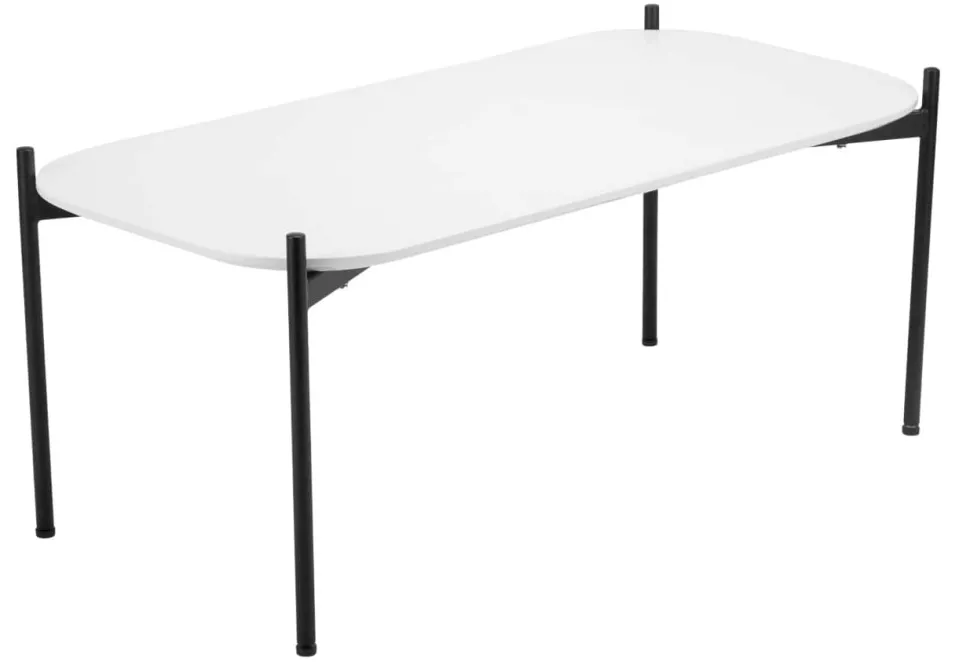 meet powered by PAPERFLOW Rechthoekige bijzettafel Meet Wit blad Zwart frame 4 poten 1000 x 500 x 400 mm