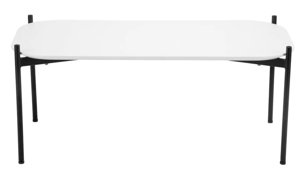 meet powered by PAPERFLOW Rechthoekige bijzettafel Meet Wit blad Zwart frame 4 poten 1000 x 500 x 400 mm