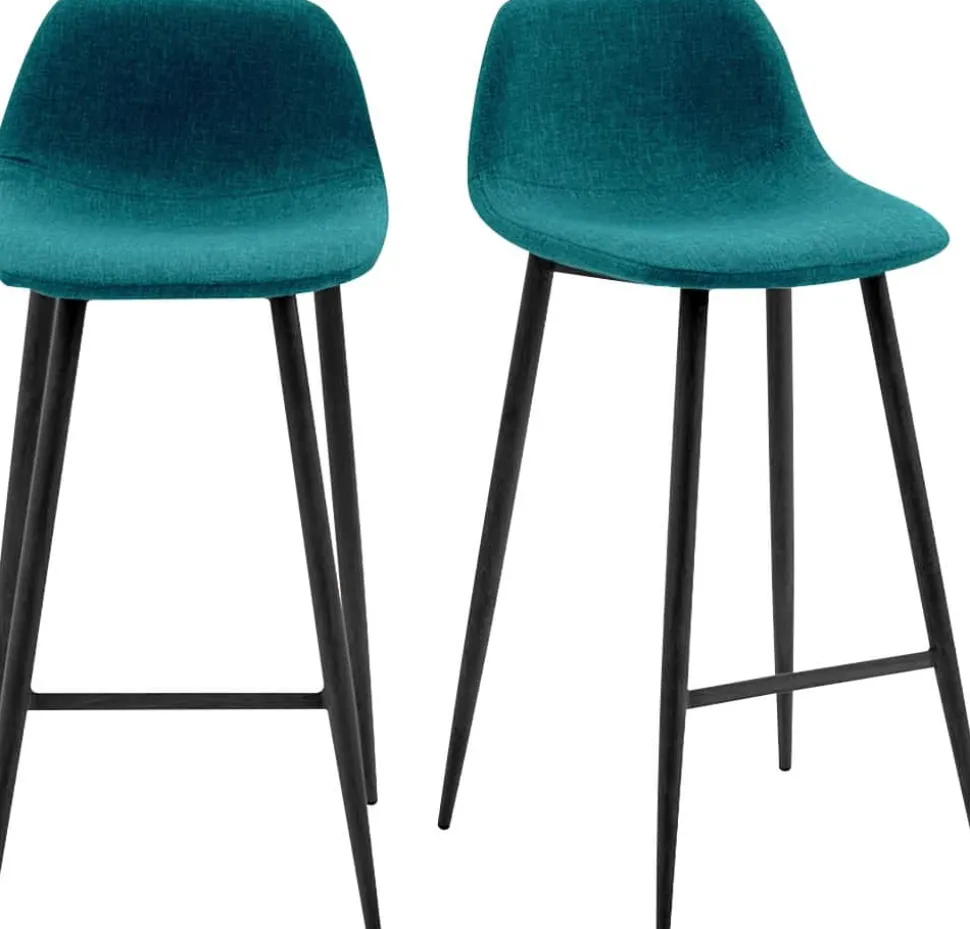 meet powered by PAPERFLOW Bar Stool Blauw met Zwart Poten Pack of 2