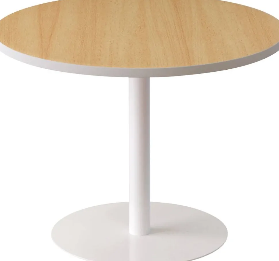 meet powered by PAPERFLOW Bijzettafel met melamine, ABS & stalen blad en frame Easy Desk 800 x 800 x 600 mm Wit, beuken