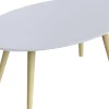 meet powered by PAPERFLOW Ovale bijzettafel Scandi Wit blad Beuken frame 4 poten 850 x 350 x 500 mm