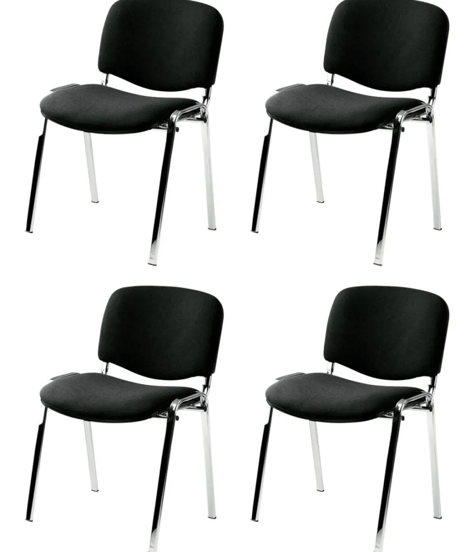 Nowy Styl Bezoekersstoel ISO Plus Stof Zwart Frame Chroom 4 Stuks