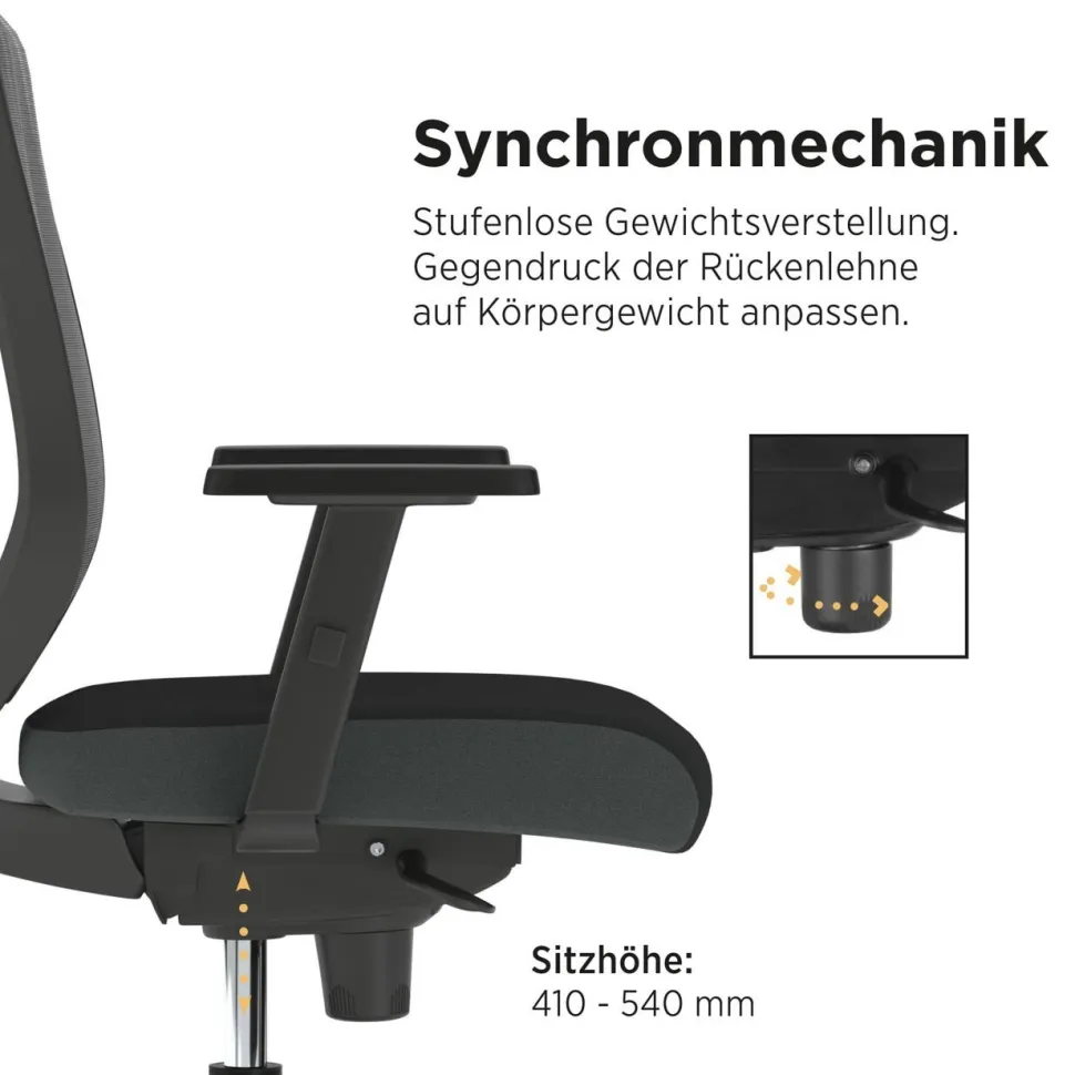 Nowy Styl Neos Bureaustoel Synchroonmechanisme In hoogte verstelbare armleuning Zwart 110 kg 460 x 644 x 1.100 mm