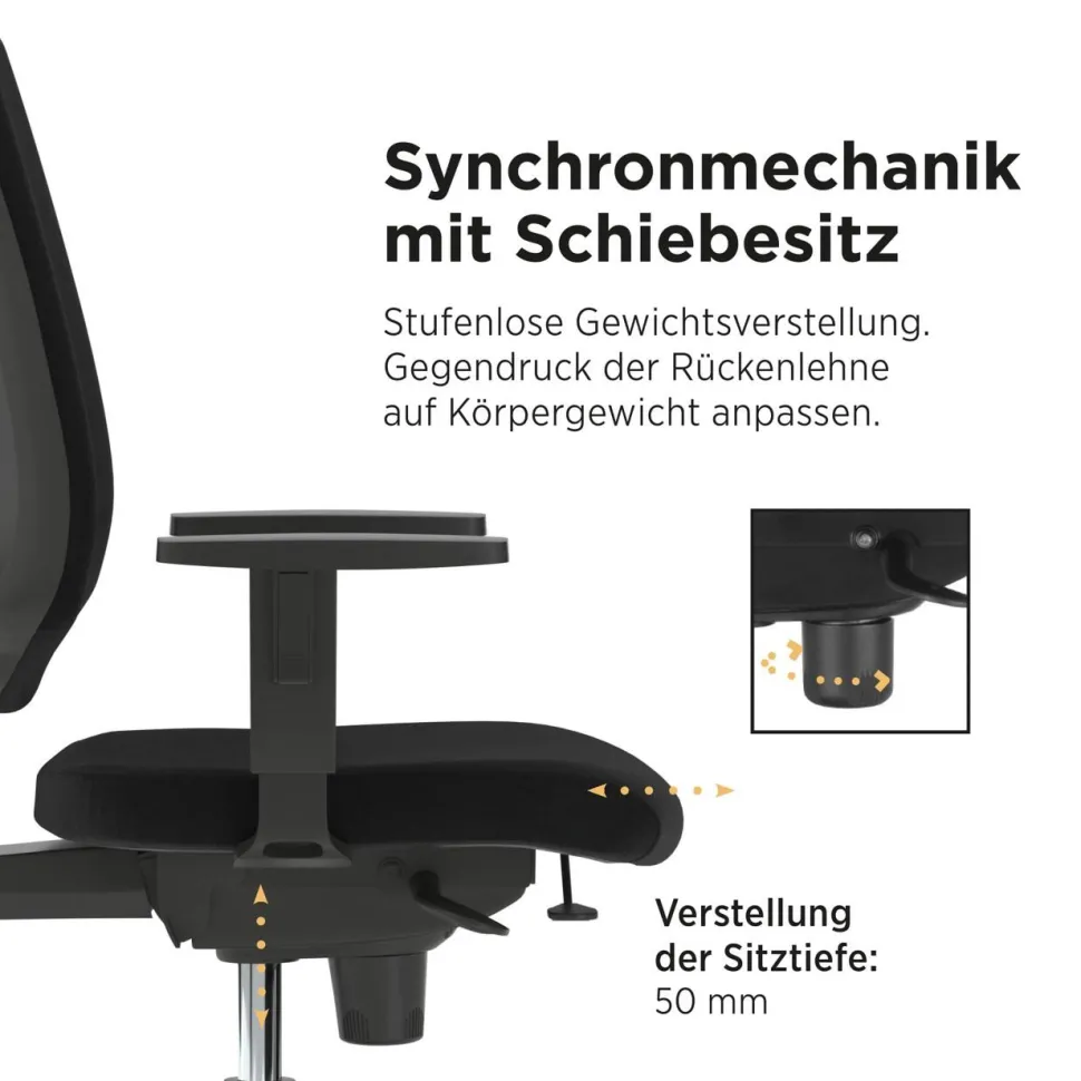 Nowy Styl Nexter Bureaustoel Synchroonmechanisme 2D-armleuning Zwart 110 kg 500 x 676 x 1.210 mm