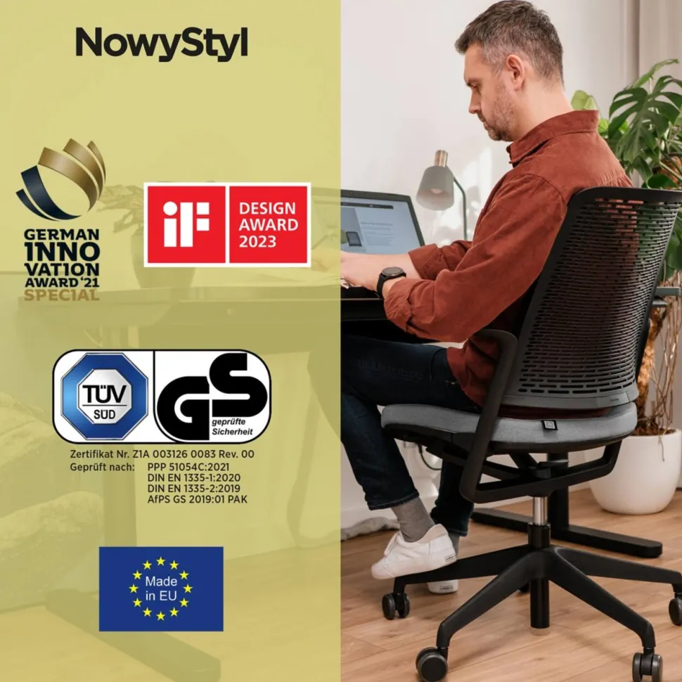 Nowy Styl WithMe Vergaderstoel Synchroonmechanisme Vaste armleuning Zwart 110 kg 480 x 645 x 1.100 mm