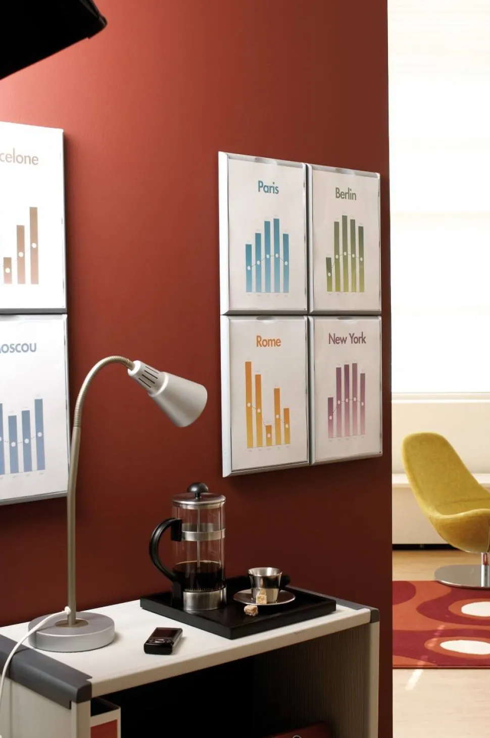 Paperflow A4 Wanddisplay Grijs Klevend 4066X4,35 32,2 (B) x 2,3 (D) x 23,7 (H) cm 4 Stuks