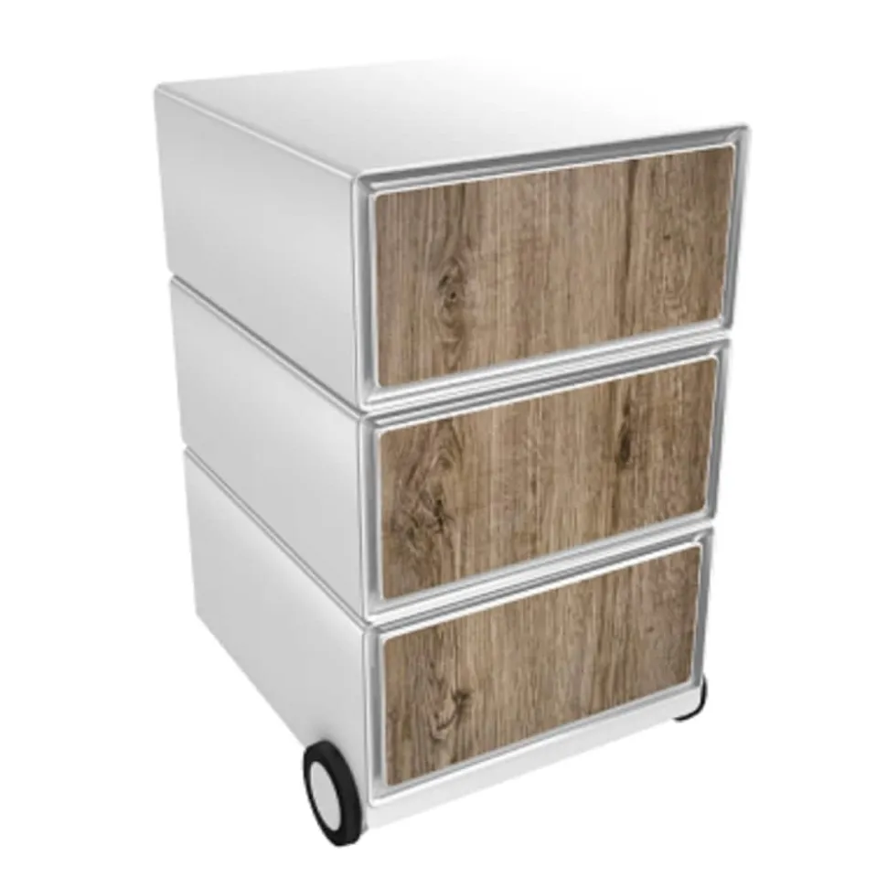 Paperflow easybox mobiele ladenblok met 3 lades 642x390x436mm timber