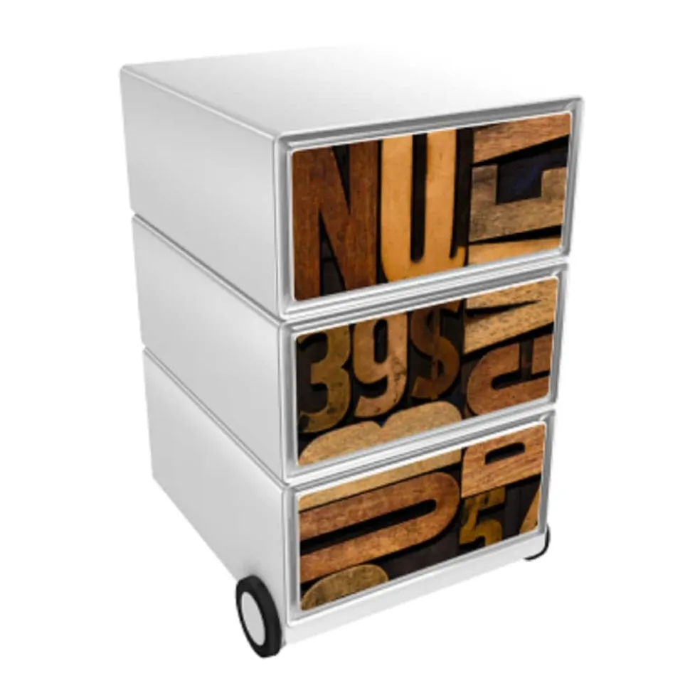 Paperflow easybox mobiele ladenblok met 3 lades 642x390x436mm numbers & letters