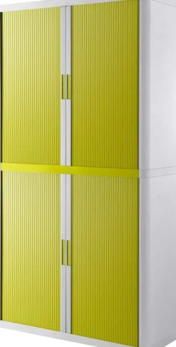 Paperflow Roldeurkast Metaal, PP (Polypropeen), PS (Polystyreen) 4 Planken Afsluitbaar 1.100 x 415 x 2.040 mm Groen, wit