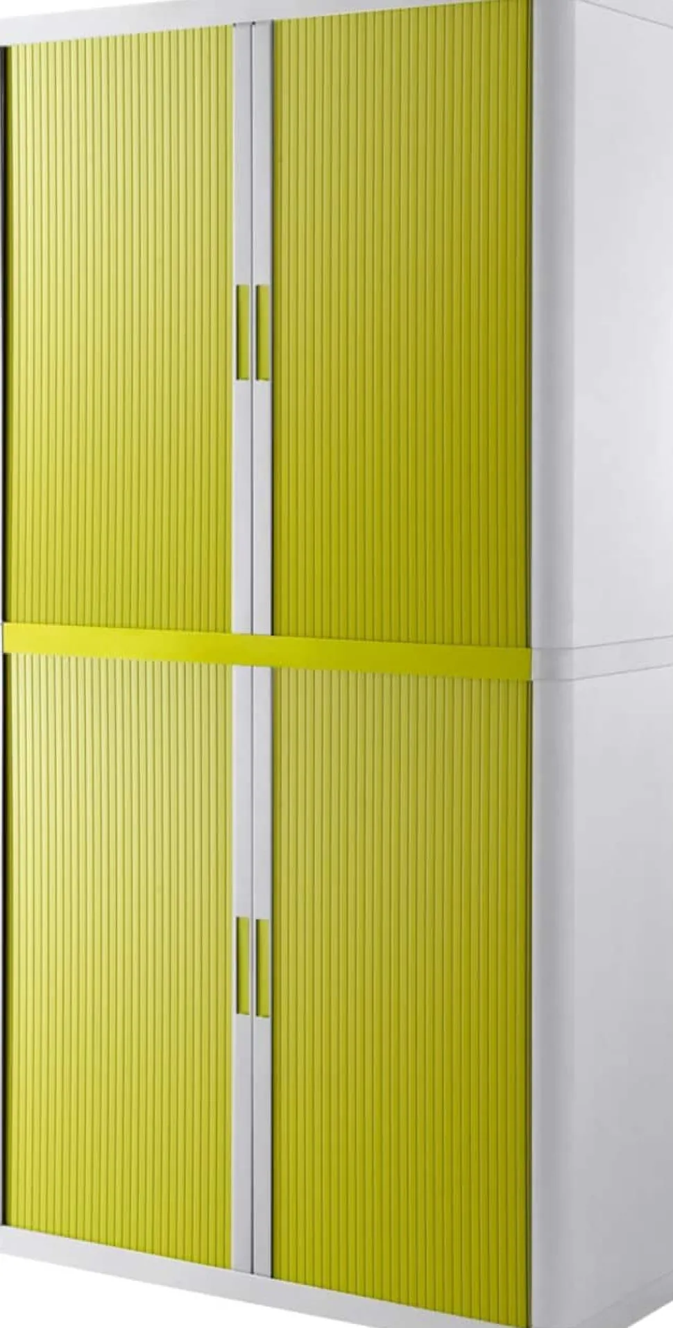 Paperflow Roldeurkast Metaal, PP (Polypropeen), PS (Polystyreen) 4 Planken Afsluitbaar 1.100 x 415 x 2.040 mm Groen, wit