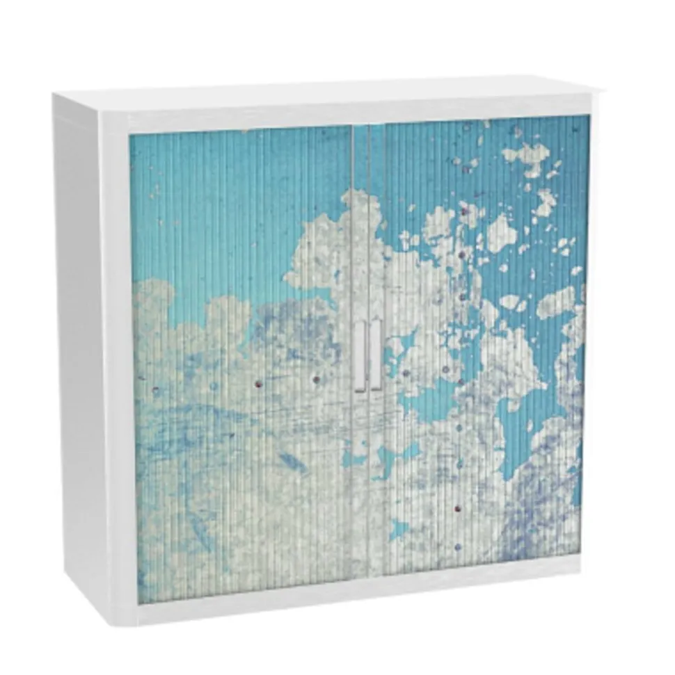 Paperflow Roldeurkast PP (Polypropeen) 2 Planken Afsluitbaar 1.100 x 415 x 1.040 mm Blauw, wit