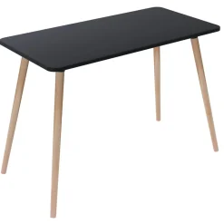 Paperflow Thuiskantoorbureau Rechthoekig Zwart Beuken Houten poten 1.000 (B) x 500 (D) x 750 (H) mm Melamine
