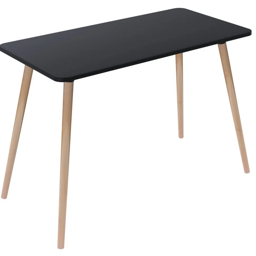Paperflow Thuiskantoorbureau Rechthoekig Zwart Beuken Houten poten 1.000 (B) x 500 (D) x 750 (H) mm Melamine