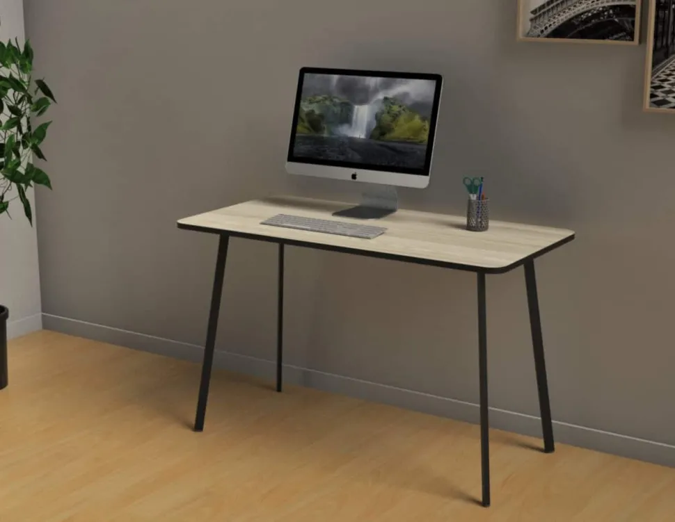 Paperflow Thuiskantoorbureau Rechthoekig Eiken 4 metalen poten 1.140 (B) x 600 (D) x 750 (H) mm Melamine