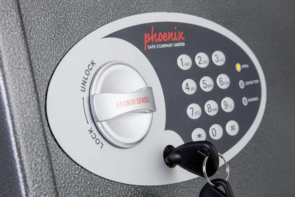 Phoenix Afstortkluis Maat 1 Veiligheidskluis met Elektronisch slot 10L Vela SS0801ED 200 x 310 x 200 mm Metallic grafiet