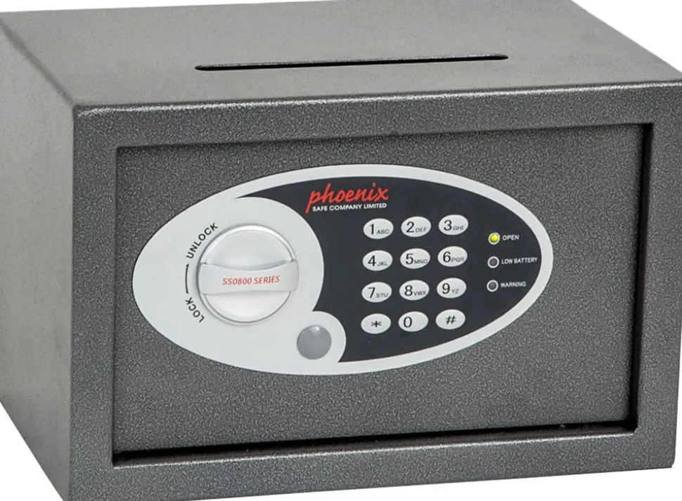 Phoenix Afstortkluis Maat 1 Veiligheidskluis met Elektronisch slot 10L Vela SS0801ED 200 x 310 x 200 mm Metallic grafiet