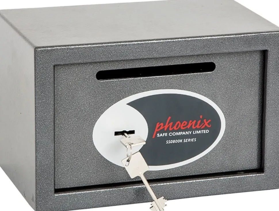 Phoenix Afstortkluis Maat 1 Kluis met Sleutelslot 10L Vela SS0801KD 200 x 310 x 200mm Metallic grafiet