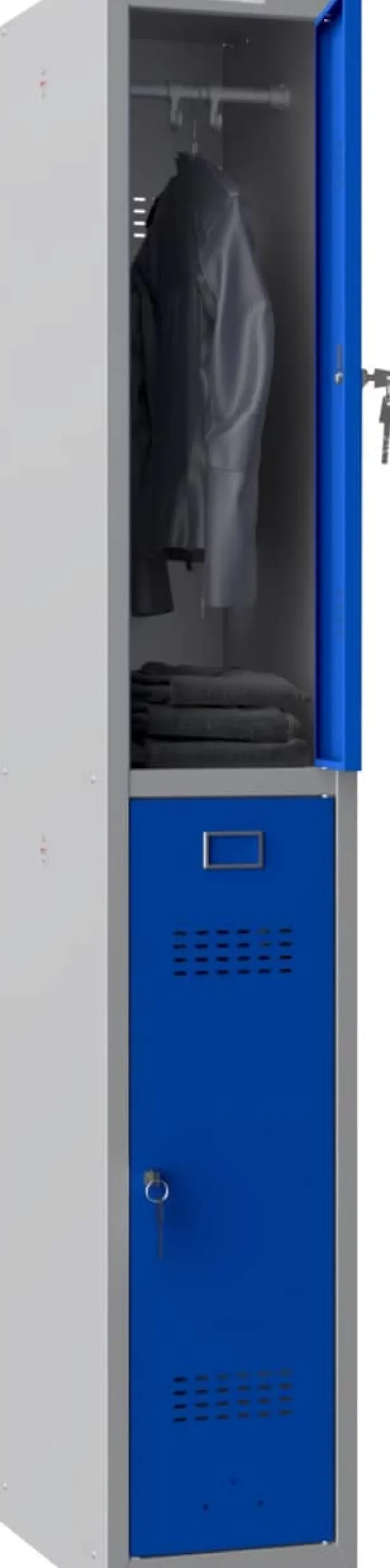 Phoenix Personal Lockers Staal Garderobekast 2 Deurs Sleutelslot 300 x 500 x 1,830 mm Blauw, Grijs