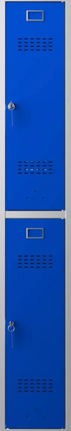 Phoenix Personal Lockers Staal Garderobekast 2 Deurs Sleutelslot 300 x 500 x 1,830 mm Blauw, Grijs