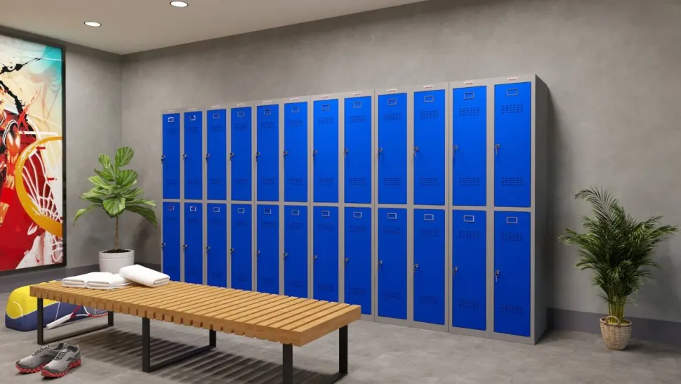 Phoenix Personal Lockers Staal Garderobekast 2 Deurs Sleutelslot 300 x 500 x 1,830 mm Blauw, Grijs