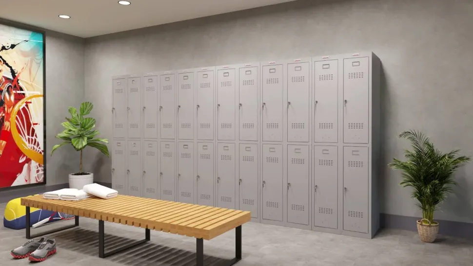 Phoenix Personal Lockers Staal Garderobekast 2 Deurs Sleutelslot 300 x 500 x 1,830 mm Grijs