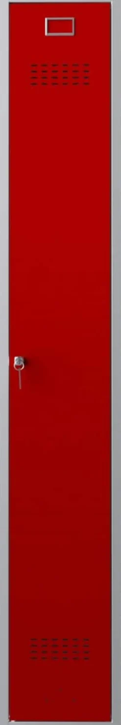 Phoenix Personal Lockers Staal Garderobekast 1 Deurs Sleutelslot 300 x 500 x 1,830 mm Grijs, Rood