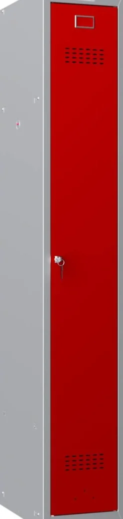 Phoenix Personal Lockers Staal Garderobekast 1 Deurs Sleutelslot 300 x 500 x 1,830 mm Grijs, Rood