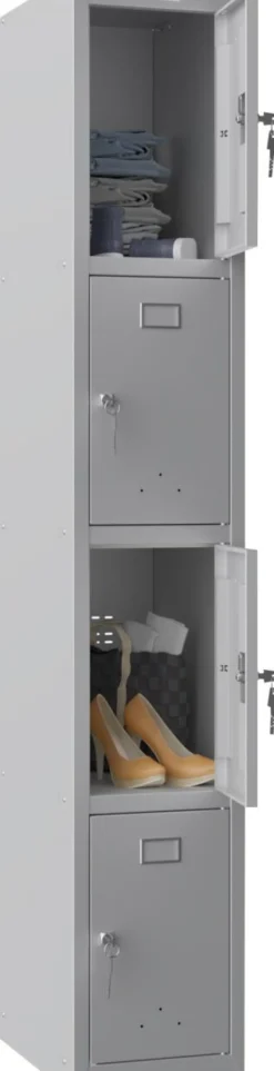 Phoenix Personal Lockers Staal Garderobekast 4 Deurs Sleutelslot 300 x 500 x 1,830 mm Grijs