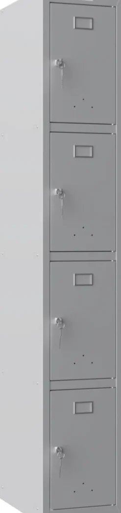 Phoenix Personal Lockers Staal Garderobekast 4 Deurs Sleutelslot 300 x 500 x 1,830 mm Grijs