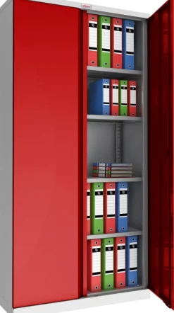 Phoenix SCL Series Draaideurkast Staal 4 Planken Afsluitbaar 915 x 370 x 1.830 mm Grijs, rood